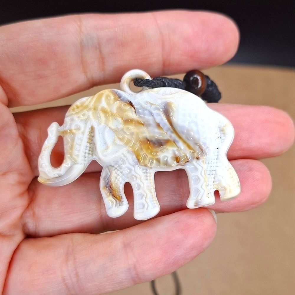 tribal white elephant necklace